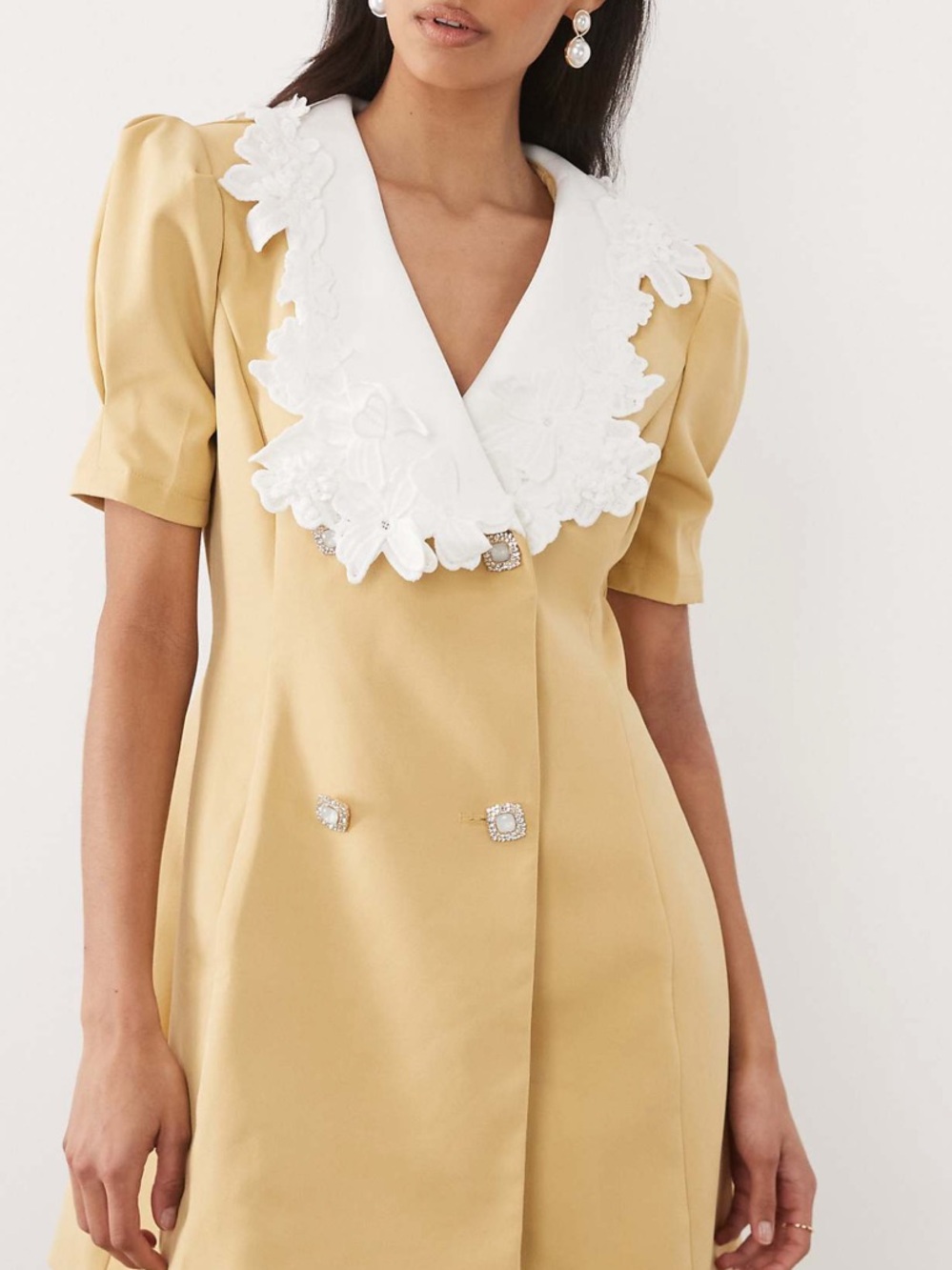 NWT ASOS x Sister Jane contrast color button details, mini dress in yellow small